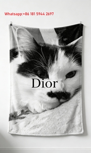 Dior Cat Print Flannel Throw Blanket D143